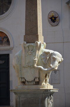 Monument to Divine Wisdom (Elephant Bearing Obelisk) by Gian Lorenzo Bernini, outside the church of Santa Maria Sopra Minerva