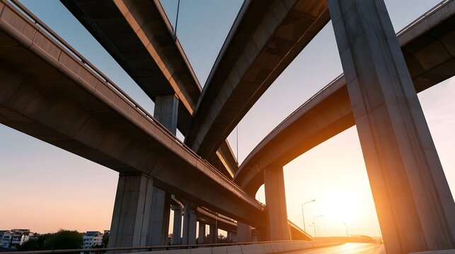 An abstract glowing highway interchange design featuring earthy tones and rustic textures to express quiet sophistication