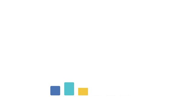 Animated ascending bar chart with colorful columns on a white background. Concept of business growth, financial success, and revenue increase graph.