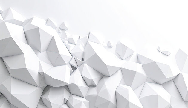 White geometric polygonal 3D shapes.