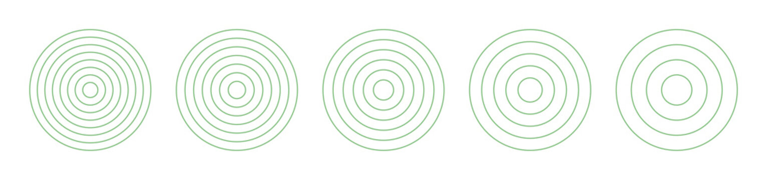 Sunburst green icon elements. Retro sunburst design. Vector illustration. Abstract line circle vector background. Radial green stripes background. Sunburst icons collection.