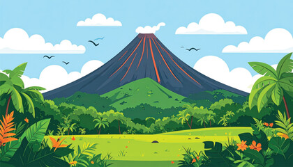 Fototapeta premium Volcano Mountain Landscape Nature Scene.