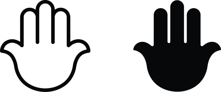 Two hamsa hand symbols displayed as simple black and white vector icons for spiritual design