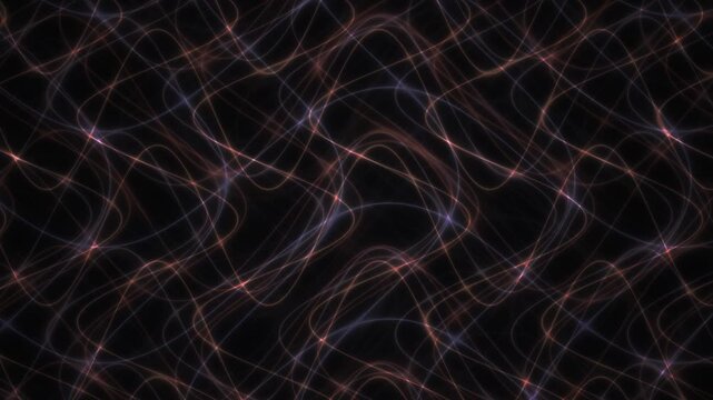 Abstract glowing ethereal waves of light form a complex neural network pattern against a dark void, suggesting interconnectedness, energy flow, and cosmic consciousness in a dynamic visual