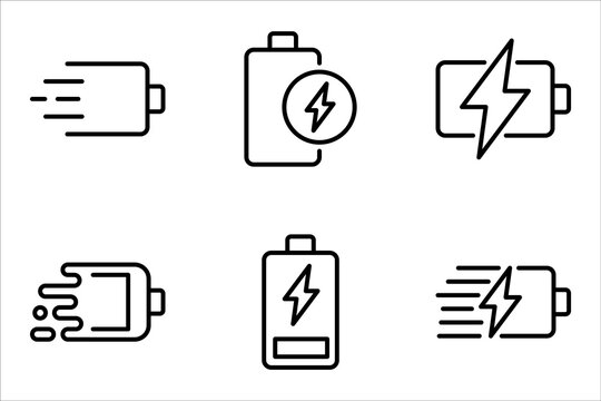 Fast charging battery icon set. Charging Battery, vector illustration on white background