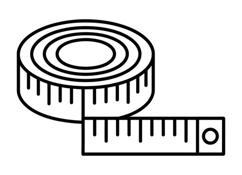 Mechanical nut and bolt with measuring tape on white background