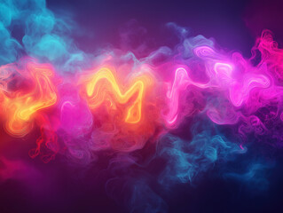 Obraz premium Colorful Fog Swirling Around Glowing Alphabet Patterns