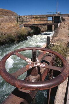 Water sluice valve in ranch country.