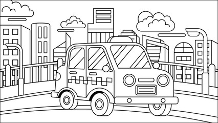 Cartoon Yellow Taxi Cab Illustration © areative