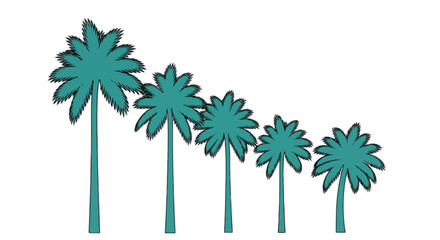 Obraz premium Teal palm trees line icon isolated on transparent background, Vector