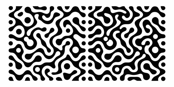 Organic Blob Pattern Black And White Vector Illustration