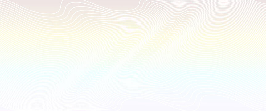 Guilloche pattern, passport rainbow watermark intersecting wavy lines with pastel rainbow gradient background