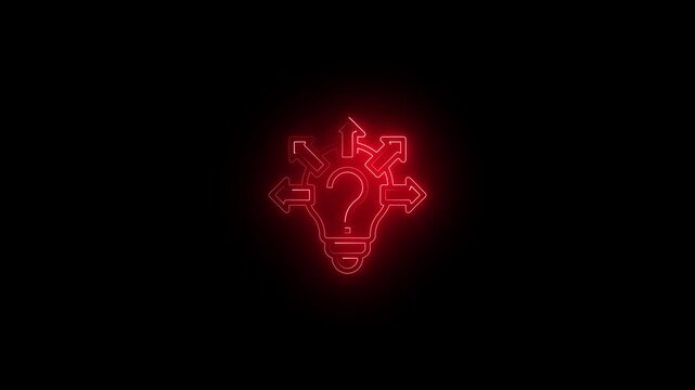 Question mark icon. problem sign. neon question mark icon animation on black background