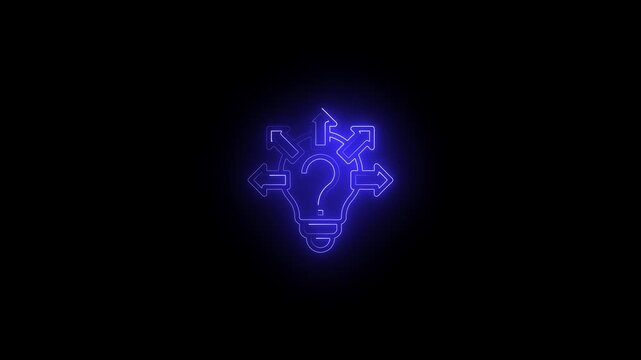 Question mark icon. problem sign. neon question mark icon animation on black background