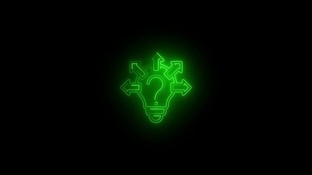 Question mark icon. problem sign. neon question mark icon animation on black background