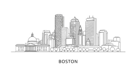 Obraz premium Boston city skyline illustration isolated on transparent background, Vector