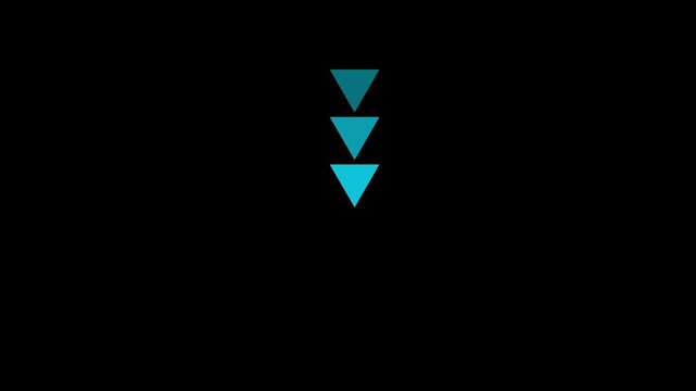 Turquoise Downward Triangle Arrow Motion Animation with Vertical Directional Indicator Scroll Guide on Minimal Dark Technology Background