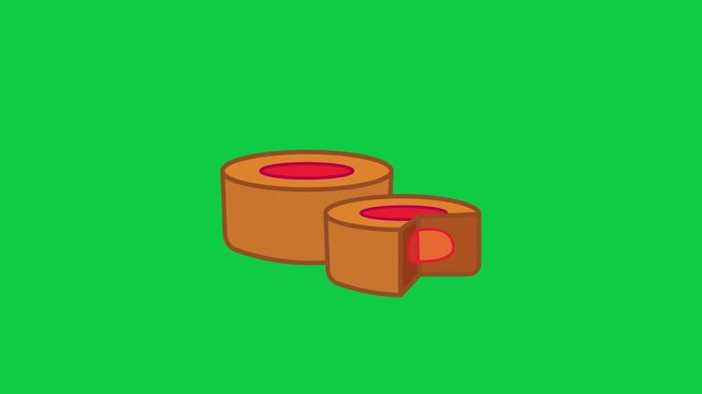 Traditional Chinese Rice Cake Slice Flat 2D Cartoon Vector Animation Loop Green Screen