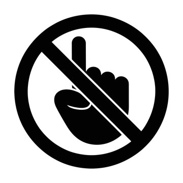 Prohibited touch hand gesture vector sign for restricted area or no touching warning icon