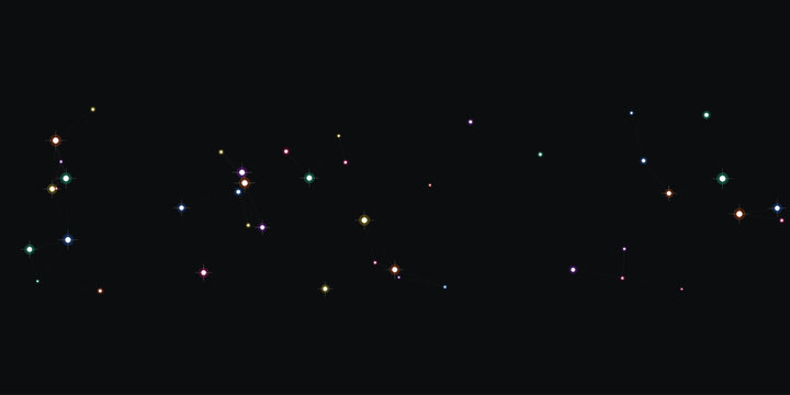 Twinkling colorful stars in a dark night sky background Vector, illustration
