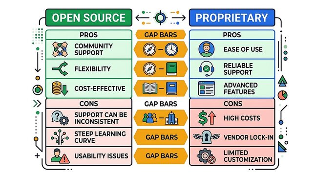 Comparison of open source and proprietary software pros and cons