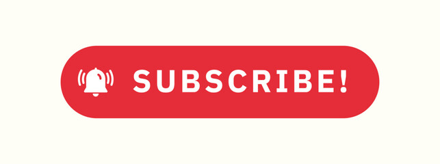 Fototapeta premium Red Subscribe Button with Notification Bell Icon for Social Media and Video Channels Call to Action