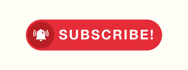 Fototapeta premium Red Subscribe Button with Notification Bell Icon for Social Media and YouTube Marketing Vector Illustration