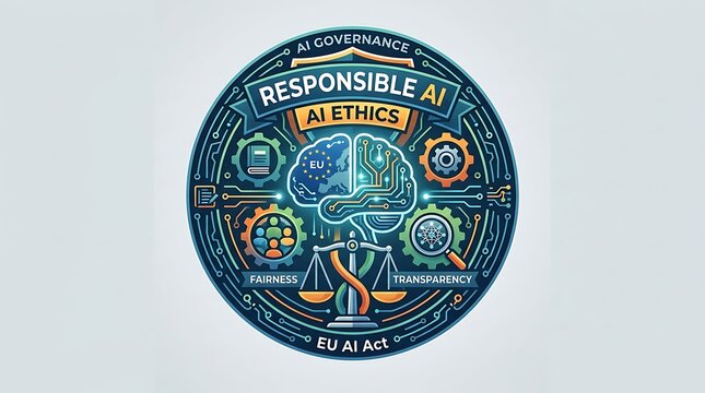 Responsible artificial intelligence ethics and governance emblem