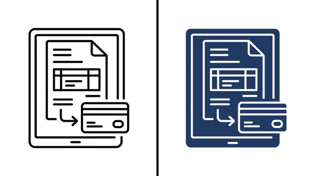 Digital receipt and credit card icon set on tablet screen