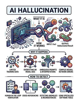 Educational diagram of ai hallucination causes and detection methods