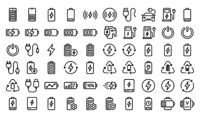 Fototapeta premium Battery and power icons set