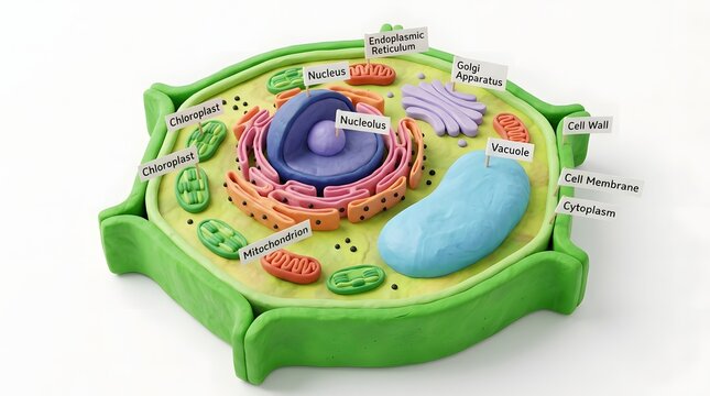 3D Model of Plant Cell with Labeled Organelles for Educational Use