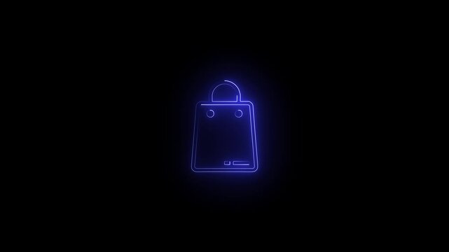 Glowing neon line Shopping bag with a triple X icon isolated on black background. 4K Video motion graphic animation