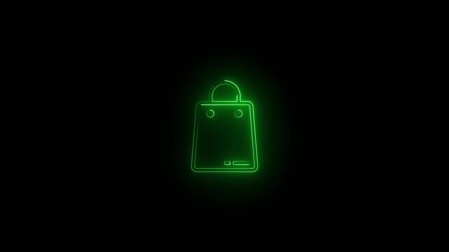 Glowing neon line Shopping bag with a triple X icon isolated on black background. 4K Video motion graphic animation