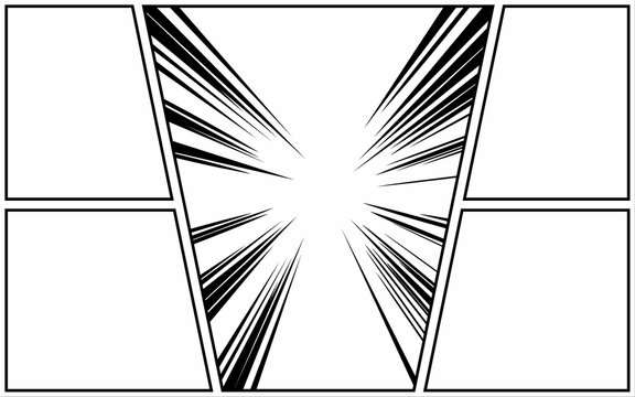 A simple black and white comic layout with 5 panels, suitable for creating illustrations, comics, or graphic stories for various media, including print, web, and social media.