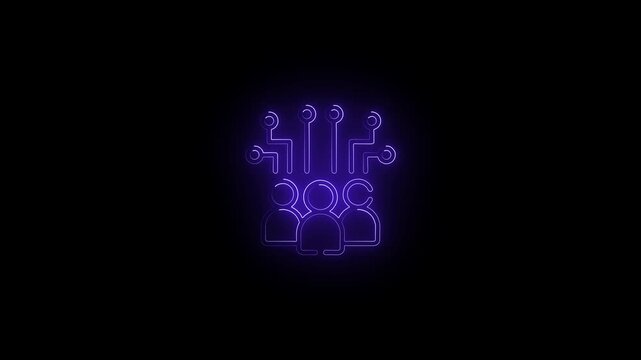 glowing neon man icon with rising arrow animation on black background.red color neon animation on man icon