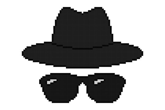 Secret Agent Hat and Sunglasses Pixel Art Icon
