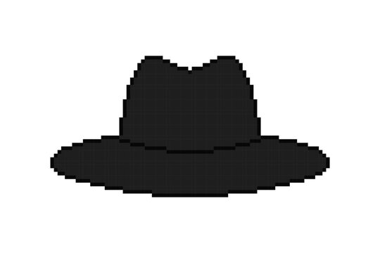 Black Detective Hat Retro Pixel Art Icon