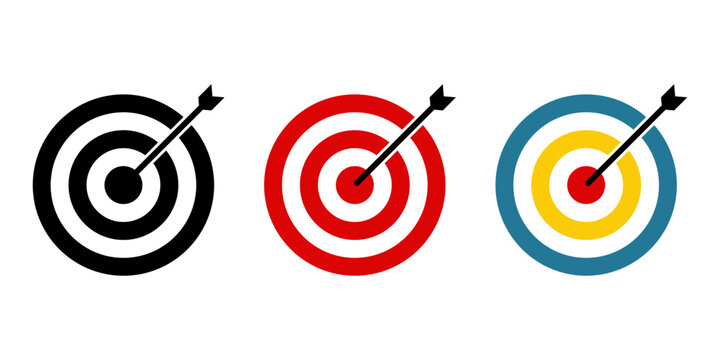 Target Boards With Arrows Flat Vector Icon Set