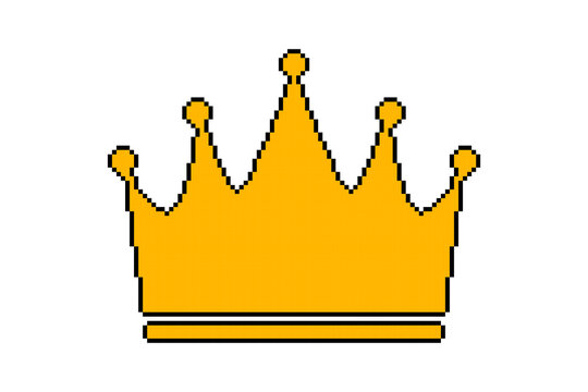 Golden Crown Retro Pixel Art Royal Icon