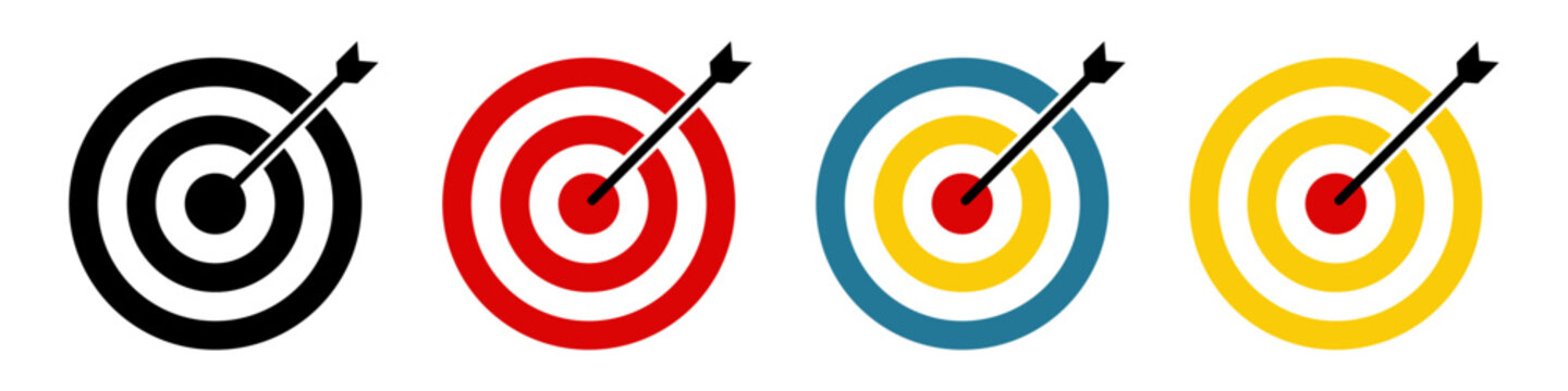 Target Boards With Arrows Flat Vector Icon Set