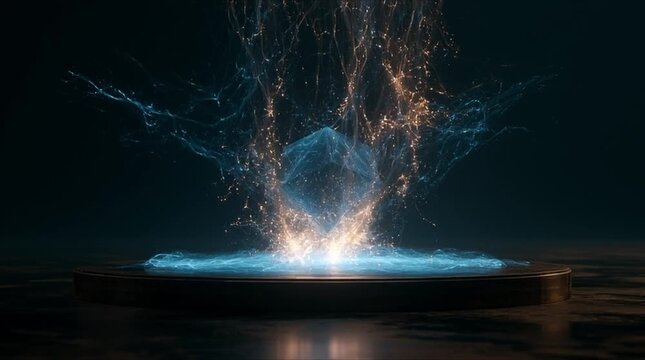 Quantum data oasis with fixed perspective and glowing energy streams (AI Generated)