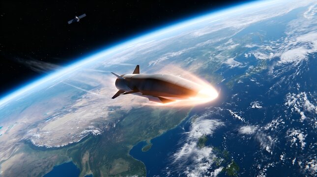 Hypersonic missile traveling through Earth's atmosphere