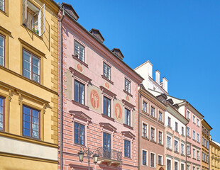 Fototapeta premium A street view of the buildings in Warsaw Old Town, Poland.