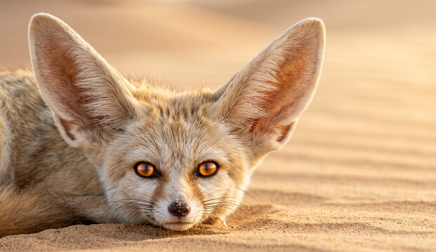 Fennec Fox Hunting Desert Beetles After a Sandstorm