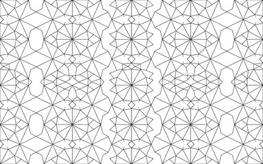 Obraz premium Intricate seamless black and white geometric line pattern creates a calm abstract texture with sharp contrast in a modern studio.