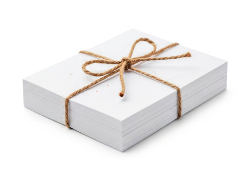 Small white gift box tied with natural twine ribbon
