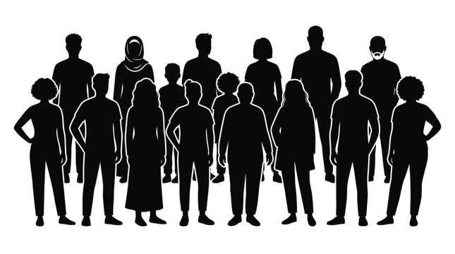 Diverse Crowd Silhouette: People of All Ages and Backgrounds Together