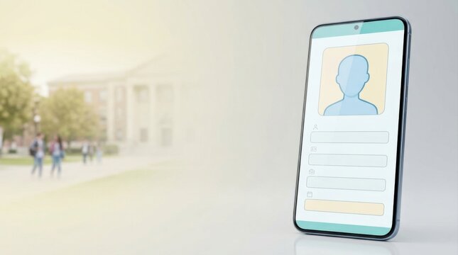 Smartphone screen showing digital student ID card form