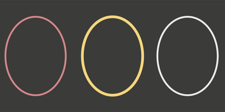PrintGold, silver, and bronze circular frames set. Thin metal rings for medal or award design. Blank glossy buttons or stamps on black background